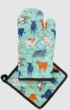 Allgifts Australia Oven Glove & Pot Holder - Green Cow