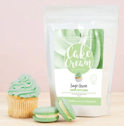Cake Cream Swiss Meringue Buttercream Mix 400g - Sage Green