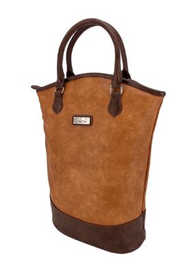 Sachi Two Bottle Wine Tote - Faux Leather - Tan