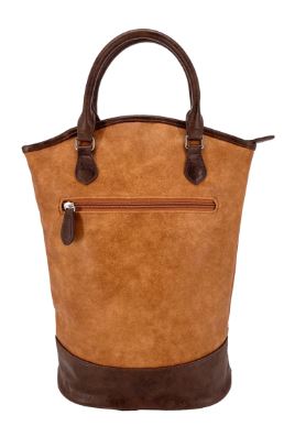 Sachi Two Bottle Wine Tote - Faux Leather - Tan