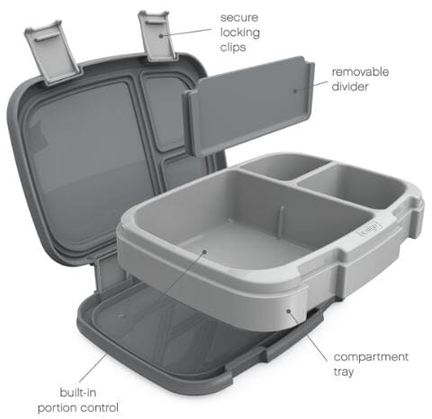 Bentgo Fresh Leak Proof Bento Lunch Box - Grey Lunch Boxes The Cooks Kitchen 