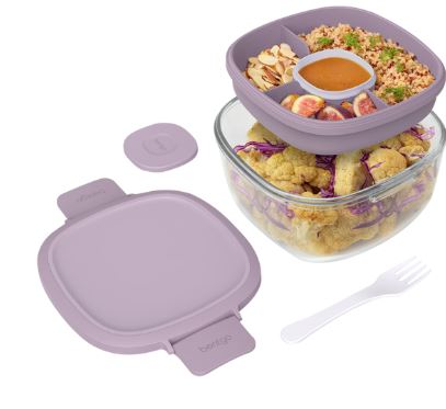 Bentgo Glass Leak-proof Salad Container, Lavender