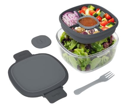 Bentgo All-in-one Glass Salad Container - Dark Grey Lunch Boxes The Cooks Kitchen 