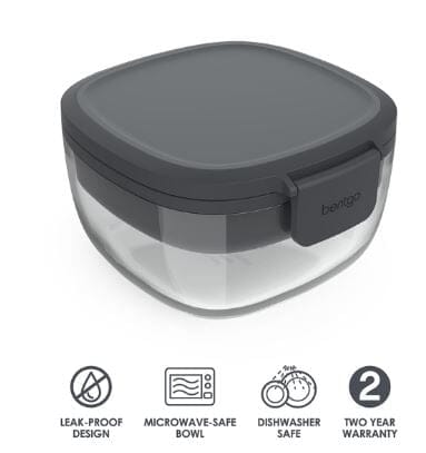 Bentgo All-in-one Glass Salad Container - Dark Grey Lunch Boxes The Cooks Kitchen 