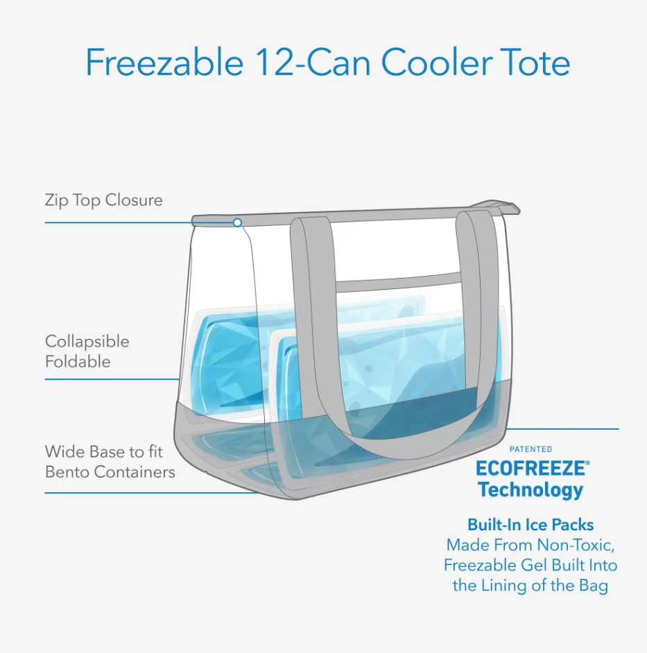 Packtit Freezable 12 Can Cooler Tote 10l Seaside Stripe