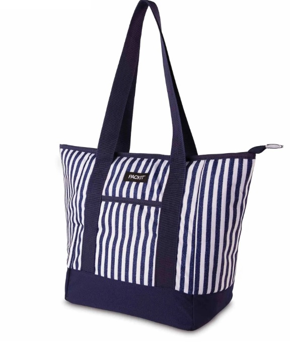 Packtit Freezable 12 Can Cooler Tote 10l Seaside Stripe