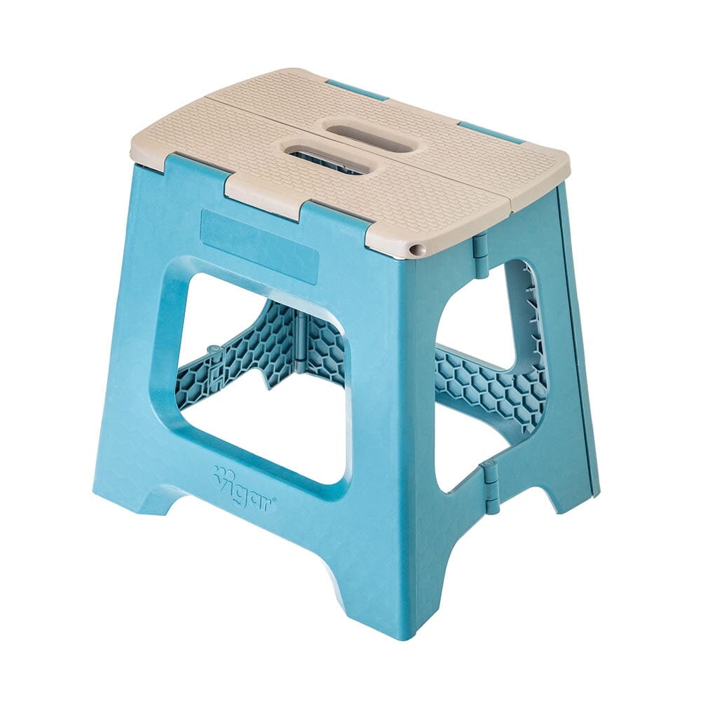 Vigar Compact Blue Print Foldable 32cm Stool Miscellaneous The Cooks Kitchen Mandurah 