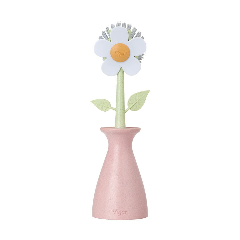 Vigar Florganic Dish Brush With Pink Vase 