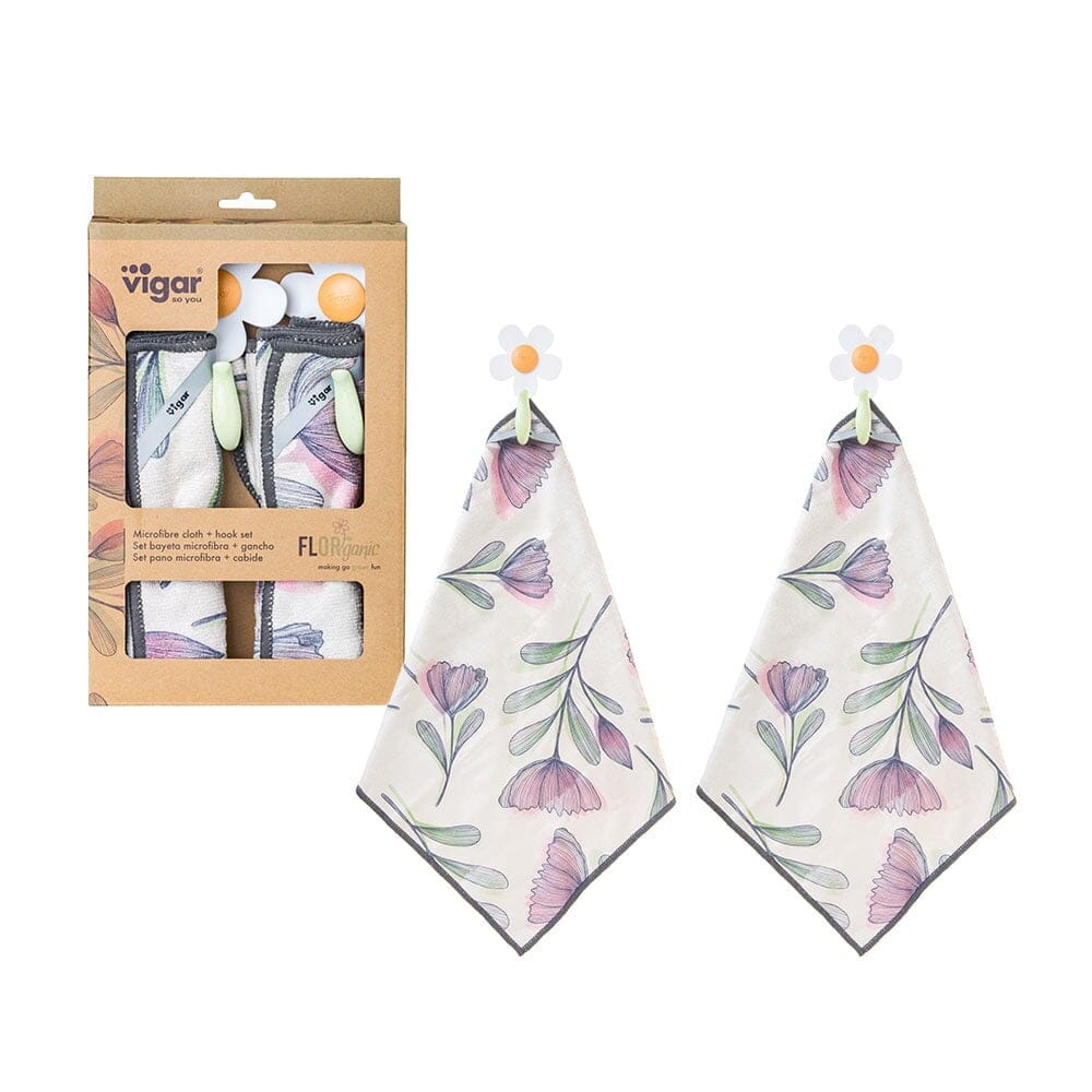 Vigar Florganic Hook With Suction & Microfibre Cloth 2pc Cleaning Equipment The Cooks Kitchen Mandurah 