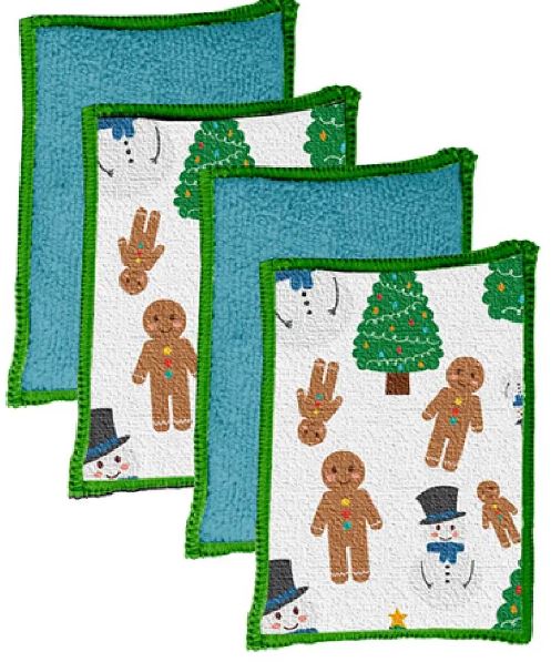 Vigar Frosty The Snowman Microfibre Sponge Pack - Pk 4