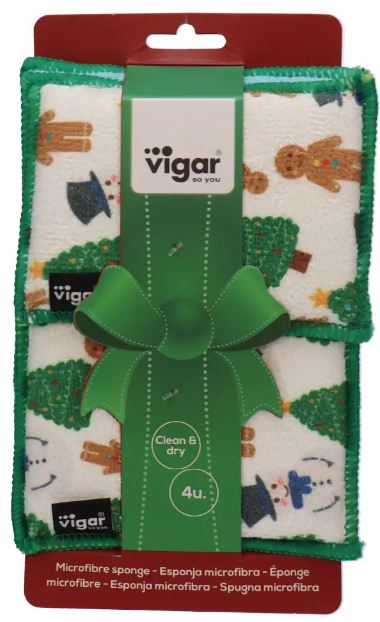 Vigar Frosty The Snowman Microfibre Sponge Pack - Pk 4