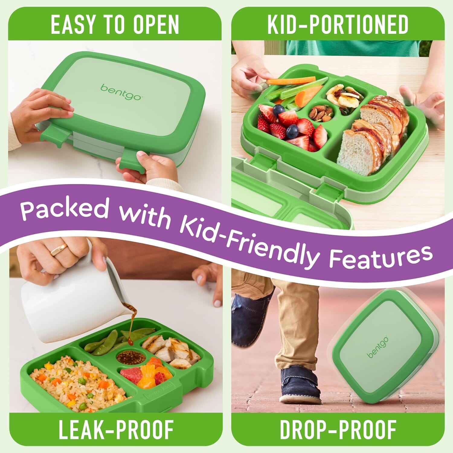Bentgo Kid's Leak-proof Bento Lunch Box - Green Lunchbox The Cooks Kitchen 