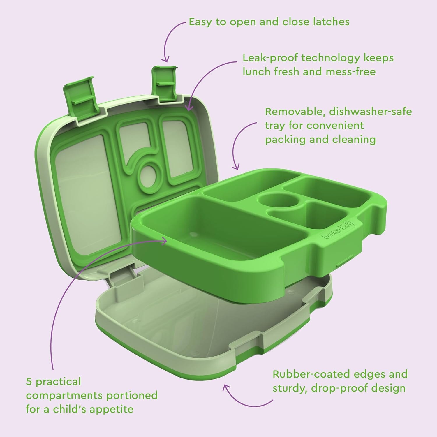 Bentgo Kid's Leak-proof Bento Lunch Box - Green Lunchbox The Cooks Kitchen 