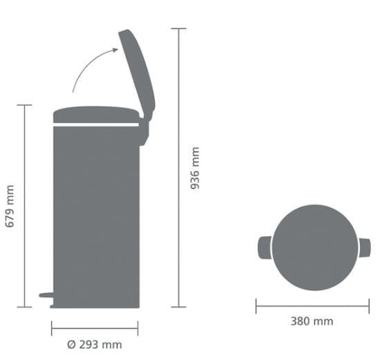 Brabantia Pedal Bin Newicon 30l Metallic Grey Bins & Liners The Cooks Kitchen 