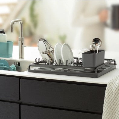 Brabantia Dish Drying Rack - Dark Grey - Bonus Cleaning Pads