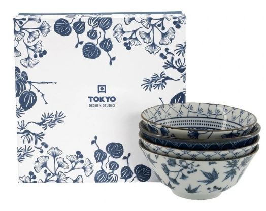 Tokyo Design Studio Flora Japonica Mixed Tayo Bowl Giftset 4 Piece In Multi