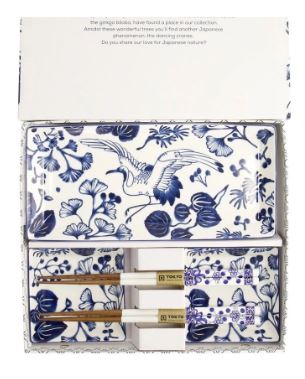 Tokyo Design Studio Flora Japonica Sushi Plate Giftset 4 Piece In White