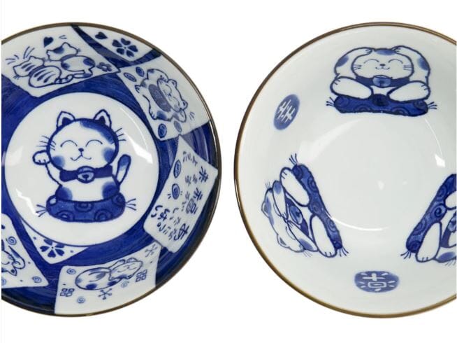 Tokyo Design Studio Kawaii Neko Bowl Set Of 3 With Chopsticks - White Cat Bowls The Cooks Kitchen 