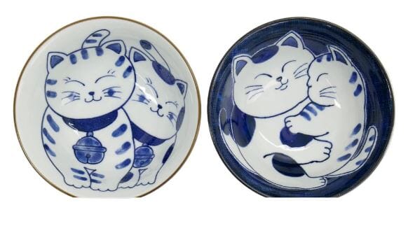 Tokyo Design Studio Kawaii Neko Bowl 2pc With Chopsticks - Twin Cat Bowls The Cooks Kitchen 