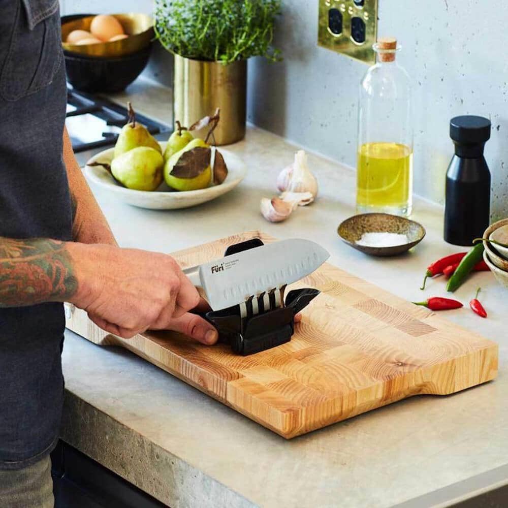 Furi Pro East/west Santoku And Diamond Finger Sharpener 3pc Knife Blocks & Racks The Cooks Kitchen 