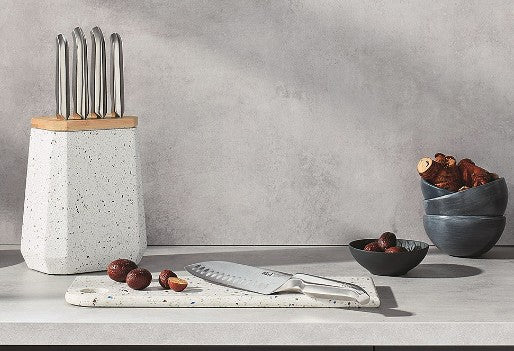 Furi Stone Knife Block Set 5pc Azure Terrazzo 