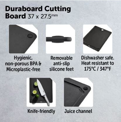 Furi Duraboard 37x27.5cm - Black Chopping Boards & Surface Savers The Cooks Kitchen 