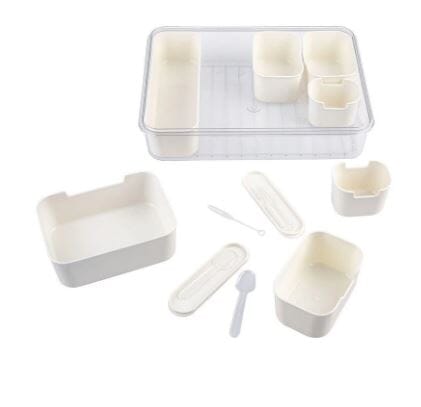 Pizzazz Rectangular 7 Compartment Grazing Box W/ Carry Handles & Food Picks (cream) Picnicware The Cooks Kitchen 