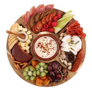 Alfresco Lane Acacia Wood 5 Compartment Round Grazing Platter Platters The Cooks Kitchen 