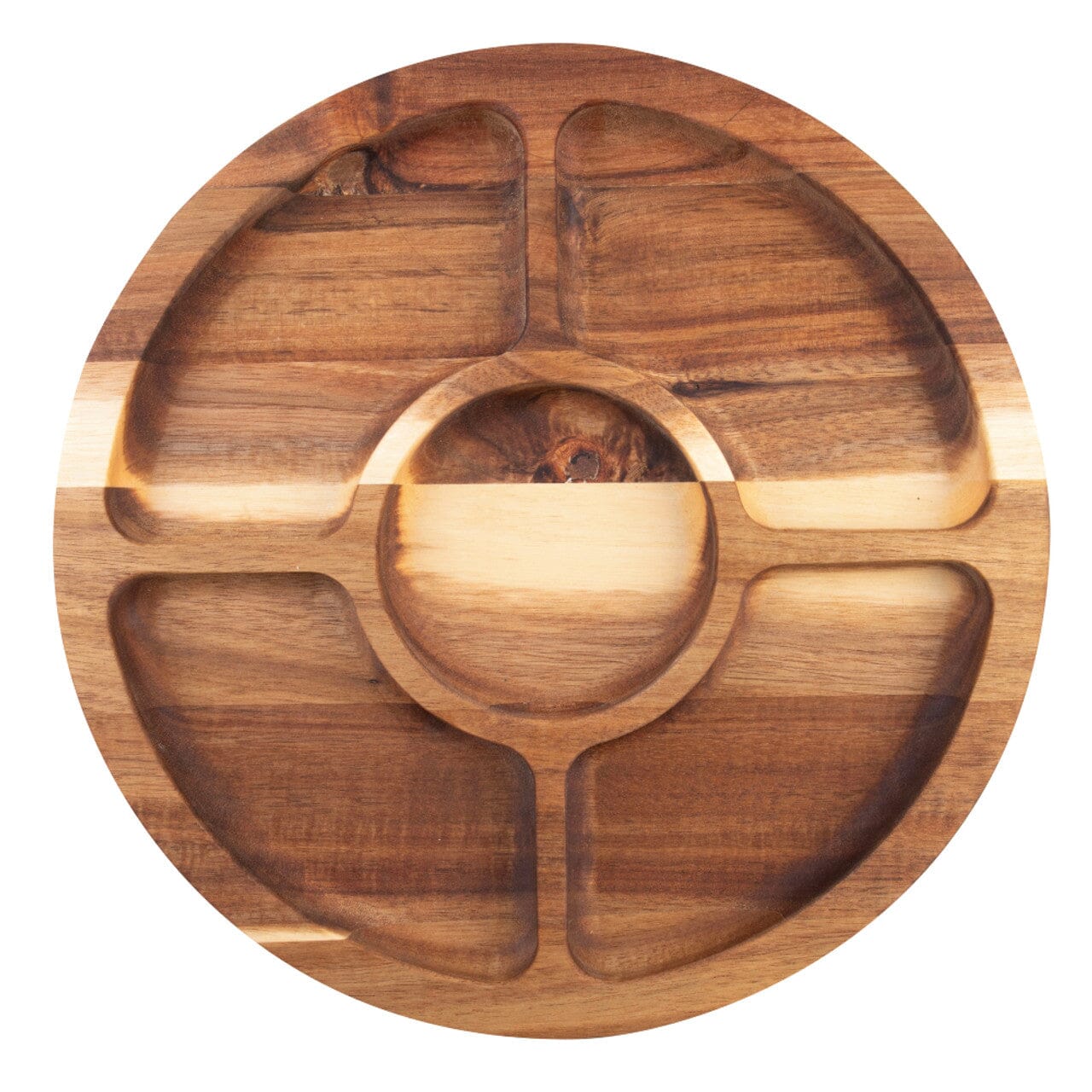 Alfresco Lane Acacia Wood 5 Compartment Round Grazing Platter Platters The Cooks Kitchen 