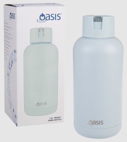 Oasis "moda" Cermic Lined Stainless Steel Triple Wall Insulated Drink Bottle 1.5l - Sea Mist