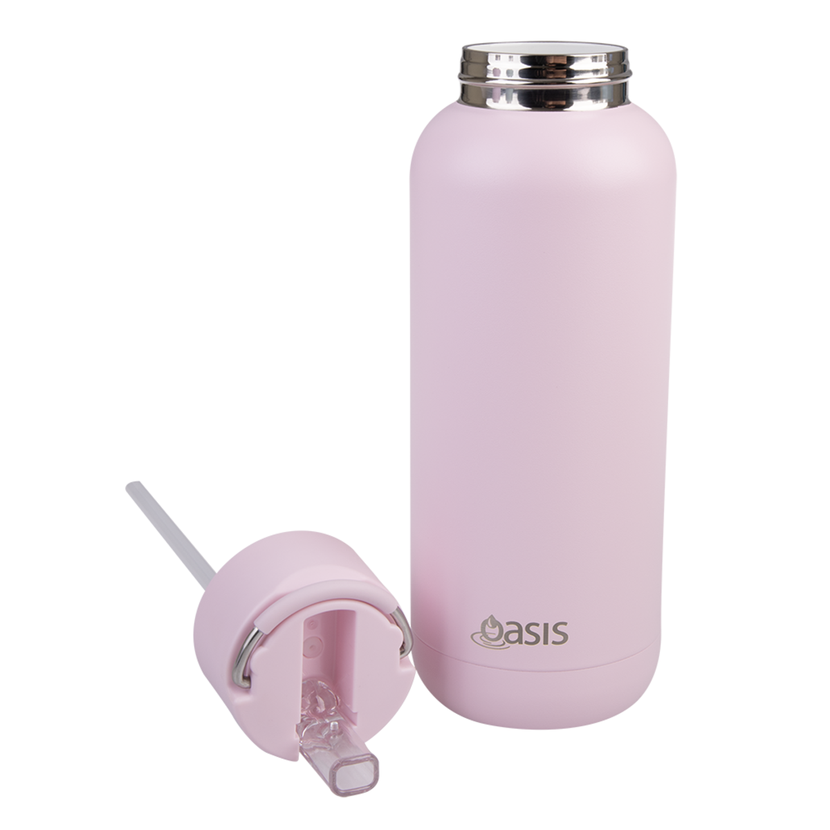 Oasis "moda" Ceramic Lined S/s Triple Wall Insulated Drink Bottle 1l - Pink Lemonade