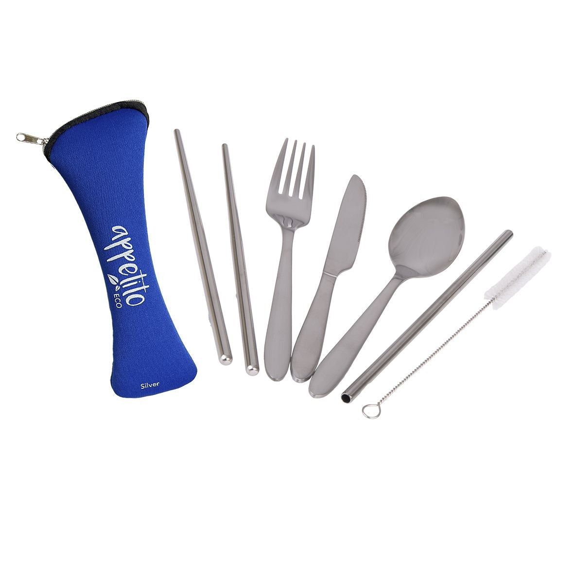 Appetito 6 Piece Stainless Steel Traveller's Cutlery Set - Silver Lunchbox The Cooks Kitchen Mandurah 