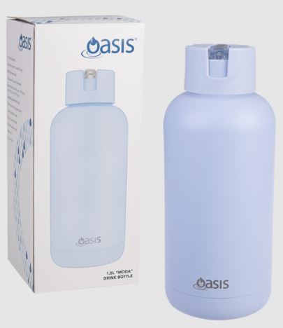 Oasis "moda" Ceramic Lined Stainless Steel Triple Wall Insulated Drink Bottle 1.5l - Periwinkle