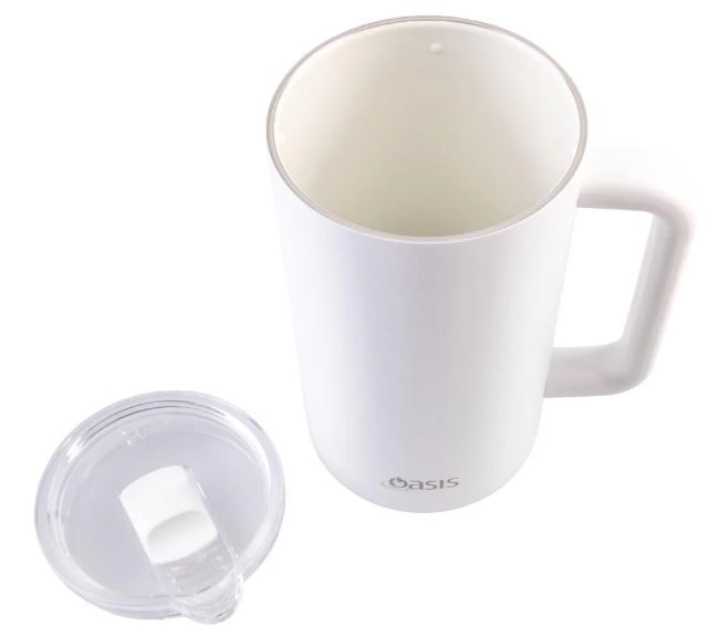Oasis Ceramic Lined Stainless Steel Triple Wall Insulated Water Pitcher 1.5l - White