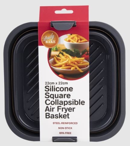 Daily Bake Silicone Square Collapsible Air Fryer Basket 22x22cm Electric Kitchen Gadgets The Cooks Kitchen 