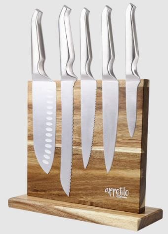 D.line Magnetic Knife Stand Double Sided - Acacia Wood Knife Storage The Cooks Kitchen Mandurah 