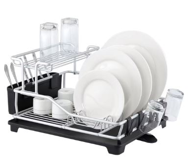 D.line "pinnacle" Aluminium 2 Tier Dish Rack With Draining Board 52x37.5x27cm