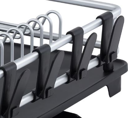 D.line "pinnacle" Aluminium 2 Tier Dish Rack With Draining Board 52x37.5x27cm