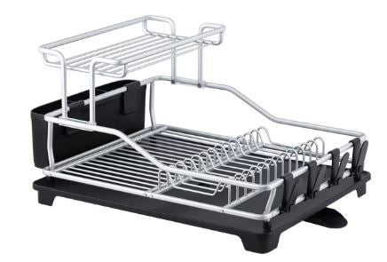 D.line "pinnacle" Aluminium 2 Tier Dish Rack With Draining Board 52x37.5x27cm