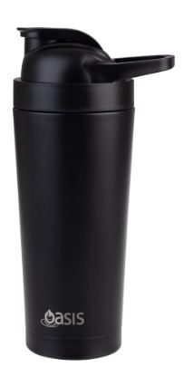 Oasis Stainless Steel Double Wall Insulated Protein Shaker 700ml - Black