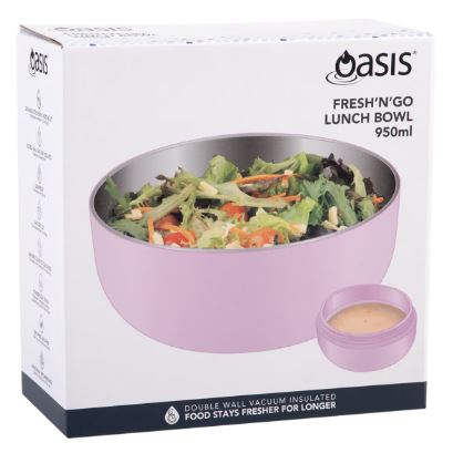 Oasis Stainless Steel Double Wall Insulated Fresh'n' Go Lunch Bowl 950ml - Pink Lemonade