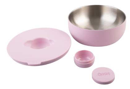 Oasis Stainless Steel Double Wall Insulated Fresh'n' Go Lunch Bowl 950ml - Pink Lemonade