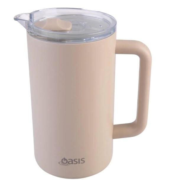 Oasis Cermic Lined Stainless Steel Triple Wall Insulated Water Pitcher 1.5l - Oat Decanters - Jugs & Carafes The Cooks Kitchen 