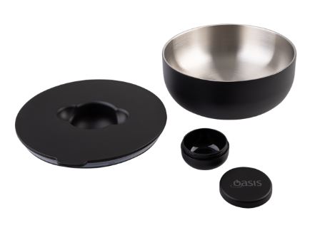 Oasis Stainless Steel Double Wall Insulated Fresh 'n' Go Lunch Bowl 950ml - Black