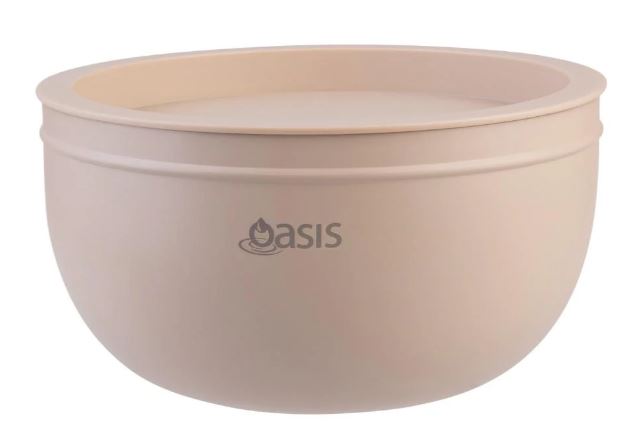 Oasis Stainless Steel Double Wall Slad Bowl With Lid 2.8l - Oat