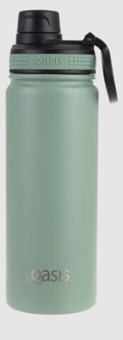 Oasis Stainless Steel Double Wall Insulated "challenger" Sports Bottle W/ Screw Cap 550ml - Sage Green Drink Bottles The Cooks Kitchen Mandurah 
