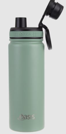 Oasis Stainless Steel Double Wall Insulated "challenger" Sports Bottle W/ Screw Cap 550ml - Sage Green