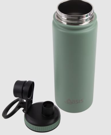 Oasis Stainless Steel Double Wall Insulated "challenger" Sports Bottle W/ Screw Cap 550ml - Sage Green
