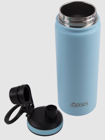 Oasis S/s Double Wall Insulated 'challenger' Bottle W/ Screw Cap 550ml - Island Blue