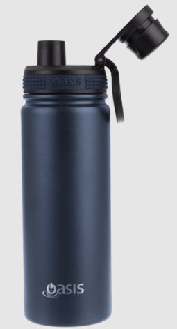 Oasis S/s Double Wall Insulated 'challenger' Bottle W/ Screw Cap 550ml - Navy